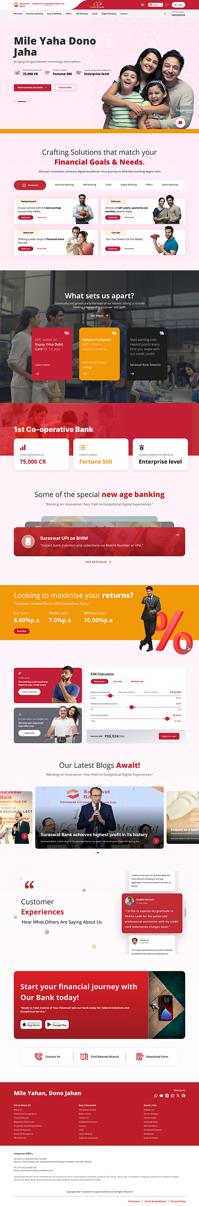 Saraswat Bank banking banking website inspiration ui ux web