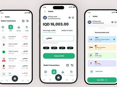 Wallet Recharge for Alquaseh 2024 arabic ui bank ui finance ui fintech ui green ui mobile ui neel litoriya rlt ui rtl saloneel saloni ui ux wallet app wallet recharge wallet to bank