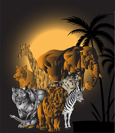 Wild Animals in the world fox illustration nature