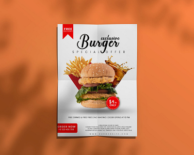 Exclusive Burger Offer Flyer Design Template. burger design flyer flyer design graphic design illustration poster