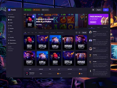 Fineble: Gambling platform bet bets casino crash crypto dice esport gambling game jackpot lottery player poker product design roulette slots staking uiux webdesign