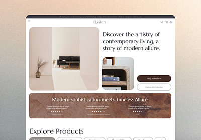 Elysian Living : Furniture E-Commerce e commerce figma ui web design wix