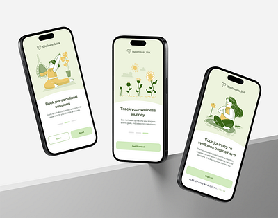 UI Concept for Health and Wellness App android app application branding concept design figma graphic design health illustration ios meditation mobile design modern onboarding typography ui ux wellness yoga