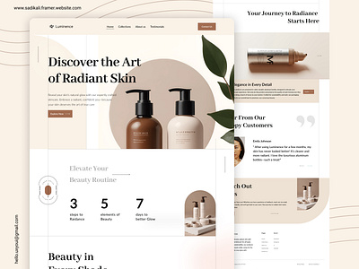 Luminence - Website Landing Page beauty cosmetics home page homepage ui landing page landing page ui premium products skin care skin care prodcuts landing page skin care products skin care website ui ui ux web design web ui website website design website ui