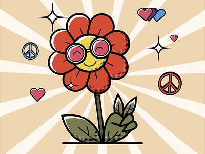 The Hippie Flower 2danimation after effects animation flower hippie illustration illustrator love motion design motion graphics peace