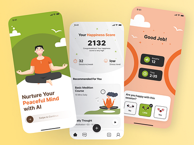 InnerAI - The Meditation App app app design apps apps ui calm app design graphic design illustration logo meditation app mobile app design mobile apps mobile design typography ui ui design ux vector