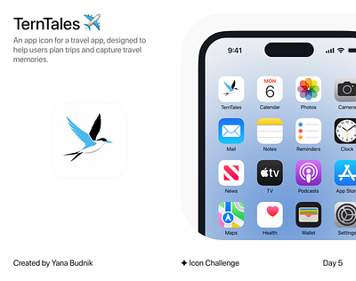 TernTales - App Icon adventure app icon branding ios logo memories plan trips travel ui vector