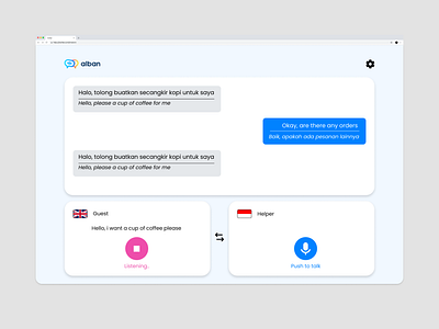 Translator with Voice design push talk tourism translator ui ux voice website