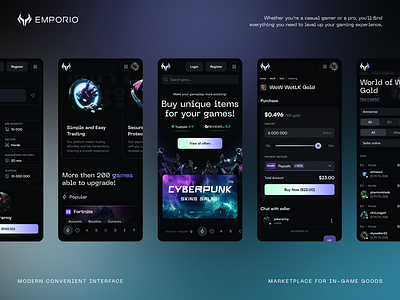 Marketplace for in-game goods dark gaming marketplace mobile