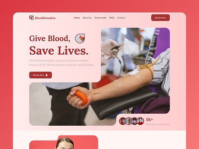 Blood Donation Website - Saving Lives, One Drop at a Time blooddonation cleanui donationplatform healthcaredesign medicalwebsite modernui uidesign webdesign