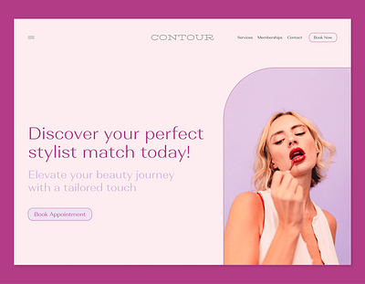 Contour Beauty Salon – Homepage Concept aesthetic autolayout beauty beauty salon beauty services design concept easy navigation elegant homepage design landing page ui uxui design web design welcoming design