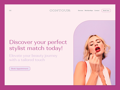 Contour Beauty Salon – Homepage Concept aesthetic autolayout beauty beauty salon beauty services design concept easy navigation elegant homepage design landing page ui uxui design web design welcoming design