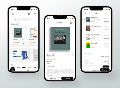 Book-lane app book cart design designinspo eccomerce mobilescreens ui