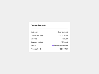 Transaction details banking completed figma finance information light mode modal numbers paid payment payment method product design status transaction transaction details transaction id ui ux web design