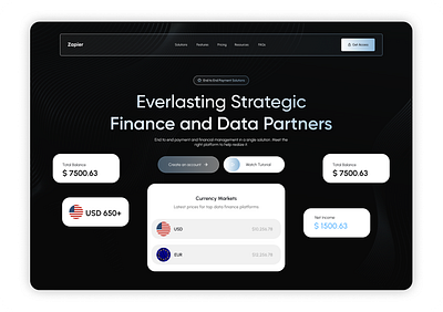 Zapier Fintech Landing Page branding design finance landing page finance website fintech fintech saas design fintech landing page fintech ui design fintech web ui fintech website graphic design landing page landing page ui saas saas ui design typography ui ux web design web ui