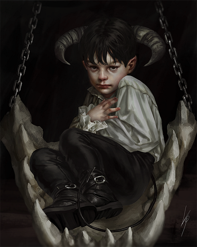 Devil Boy art artwork boy characterdesign conceptart demon devil digitalart digitaldrawing fantasy fineart halloween illustration portrait