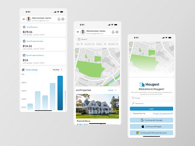 Hougest - Real Estate Dashboard [Phone Mobile Version] dashboard graphic design realestate realestatedashboard ui uidesign uiux ux