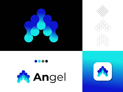 Angel logo design - Tech logo - A letter logo design a letter logo abstract logo apps icon blockchain logo brand identity branding business corporate flat logo initial logo letter a logo logo logo design logo mark logos minimal logo minimalist logo modern logo simple logo tech logo