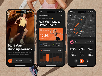 PacePro - Mobile App app design graphic design mobile app running app typography ui ux workout app