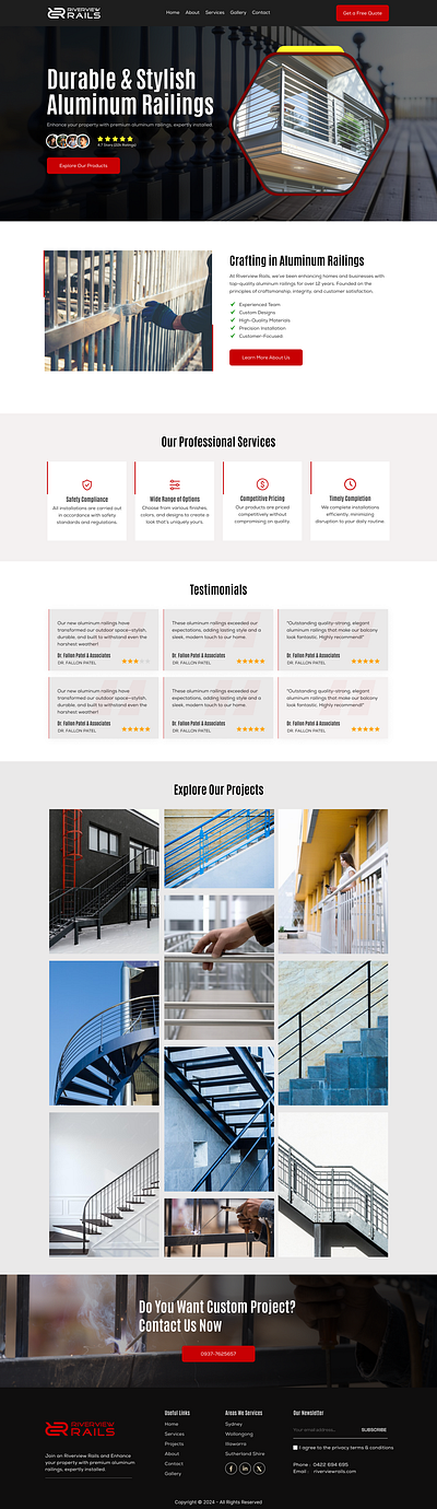 Premium aluminum railings, expertly installed. Website Home Page expertly installed. graphic design ui ui ux