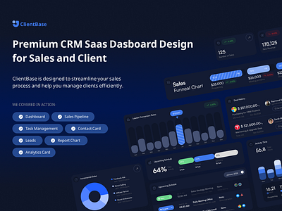 🌟 Elevate Your Client Management Experience with ClientBase! 🌟 app blue branding clean component crm dark dark mode dashboard design flat icon illustration product saas sales simple task ui ui kit