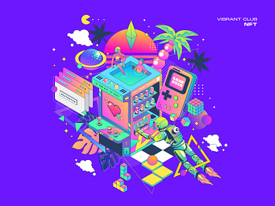 Vibrant Club_NFT design graphic design illustration isometric vector