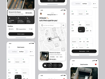 Wondr - Car Parking App [Selecting Space] booking car parking clean design detail location gps home ios location map mobile mobile app navigation park parking parking app space street ui uidesign