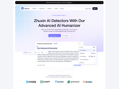 AI Detection Saas Landing Page - Hero Section ai detector ai humanizer ai landing page ai saas website ai tools bento card card component component illustration product design saas saas component saas product saas website ui ui component ui illustration uidesign uiux website websitedesign