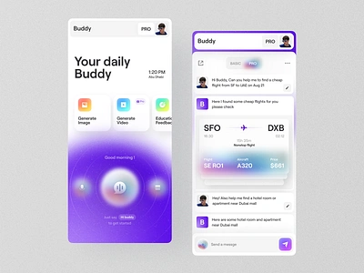 Buddy Ai App ai app auto gpt autogpt automated generative gpt gpt3 gpt4 mobile mobileapp nlp open ai operating system os simple clean interface system ui ux voice