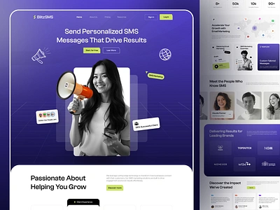 BlitzSMS | AI-powered marketing tool agency agency website clean creative agency creative website design digital agency header home landing landing page marketing marketing agency saas startup ui uidesign web web design website
