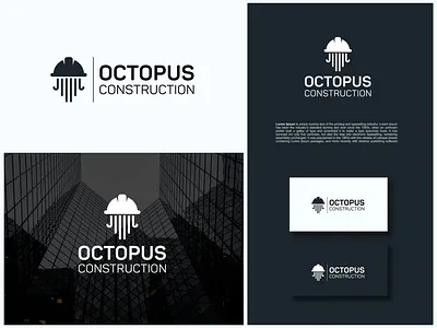 Octopus construction logo design. architecture logo app apps logo architecture branding construction design gradient logo graphic design illustration logo logo design logo maker logofolio logomaker logoshop octopus sea animal ui vector