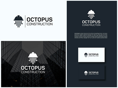 Octopus construction logo design. architecture logo app apps logo architecture branding construction design graphic design illustration logo logo design logo maker octopus sea animal ui vector