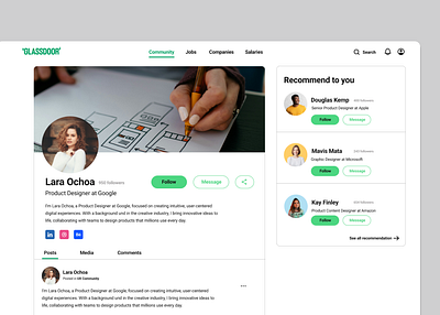 Design UI: Glassdoor User Profile daily ui design glassdoor graphic design job board product design ui user profile ux ui web ui website refine