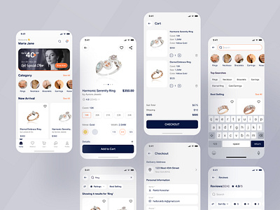 Jewelry Mobile App app design ecommerce app ios ios app ios app design jewellery jewellery app jewelry jewelry app mobile app shopping app ui uiux ux