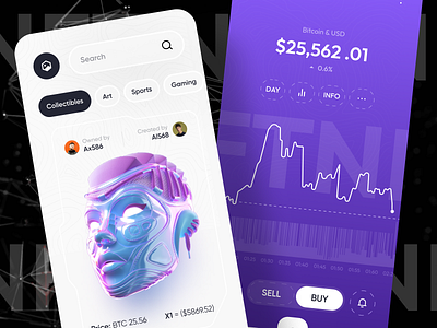 NFT Marketplace Mobile App adom app app design app ui nft nft app nft marketplace nft mobile app ui ux