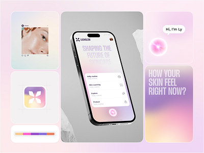 Lushglow Branding - AI Skincare Technology 3d ai app brand identity branding cosmetic design graphic interface layout logo mobile app technology ui ux web website