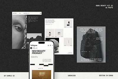 OURA BEAUTY KIT 01 aesthetic beauty beige blog canva coach cosmetic cosmetology instagram marketing minimalist noise nostalgia post shop social media store template trendy vintage