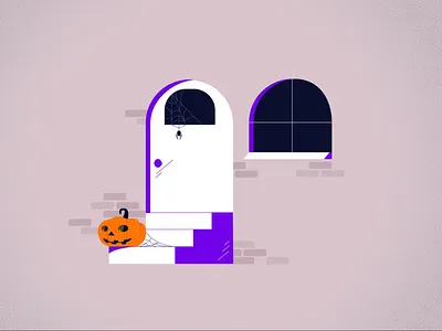 Scary Ghost House Door animation clean halloween happy halloween day lottie motion graphics pumpkin