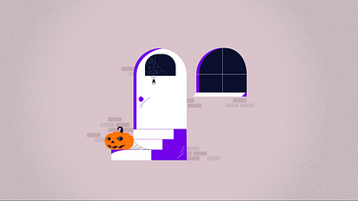 Scary Ghost House Door animation clean halloween happy halloween day lottie motion graphics pumpkin