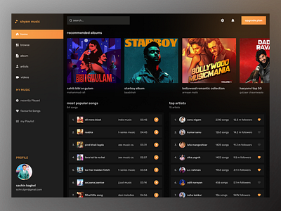 Music Player Dark Web app daily ui design ui ui design uiinspiration uiux ux