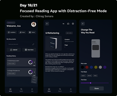 Focused Reading App with Distraction-Free Mode designui designwithfigma figmadesign figmamobile figmaui mobiledesign mobileuidesign ui ux uxdesign