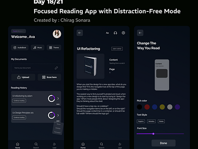 Focused Reading App with Distraction-Free Mode designui designwithfigma figmadesign figmamobile figmaui mobiledesign mobileuidesign ui ux uxdesign