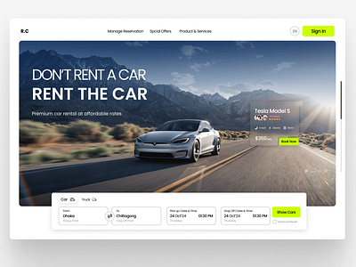 Car Rental Service | UI Design Concept branding car rental hero section landing page ui minimal design rental service tesla travel ui ui design ux ui design vacation visual design web design