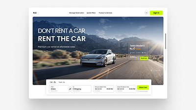 Car Rental Service | UI Design Concept branding car rental hero section landing page ui minimal design rental service tesla travel ui ui design ux ui design vacation visual design web design