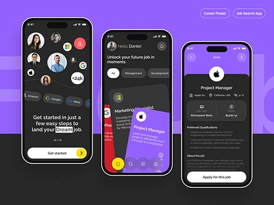 Job Finder App application category design effect hiring ios app job application job finder job finding job platform job protal mobile app mobile app design platform remote responsive style ui web working
