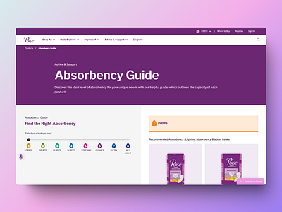 Poise Absorbency Calculator animation branding ui uiux webdesign