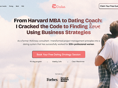 Dating Coach Landing Page Hero Section Design blue cloud cta ctv dating coach dating guru find love hero section landing page pink romantic landing page warm