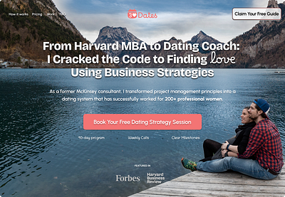 Landing Page Hero Section For Dating Coach app coach couple dashboard dates dating dating app dating web dating website design guru landing page muzz teacher tinder ui ux web