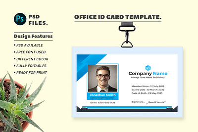 Office ID Card Template photorealistic