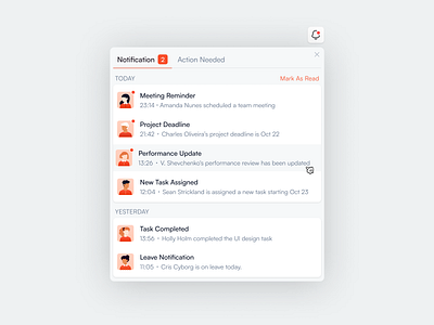 Notifications 🔔 card modal notification push talent